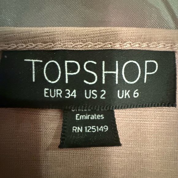 Topshop Blush Pink Long Sleeve Pleated Tiered Mini Dress Size 2/XS - Picture 5 of 8